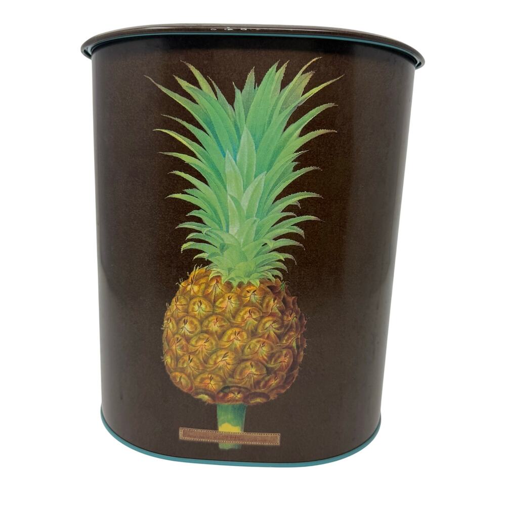 Vintage 90s Vin Cenzo Pineapple Tin Container with Lid Made in Japan